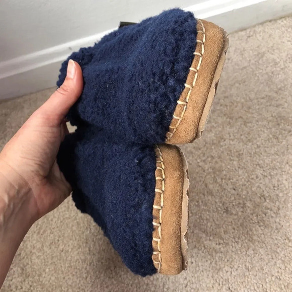 L.L. Bean Navy Blue Pile Fleece Round Toe Cozy Slipper Slides Size 6 - Picture 5 of 13